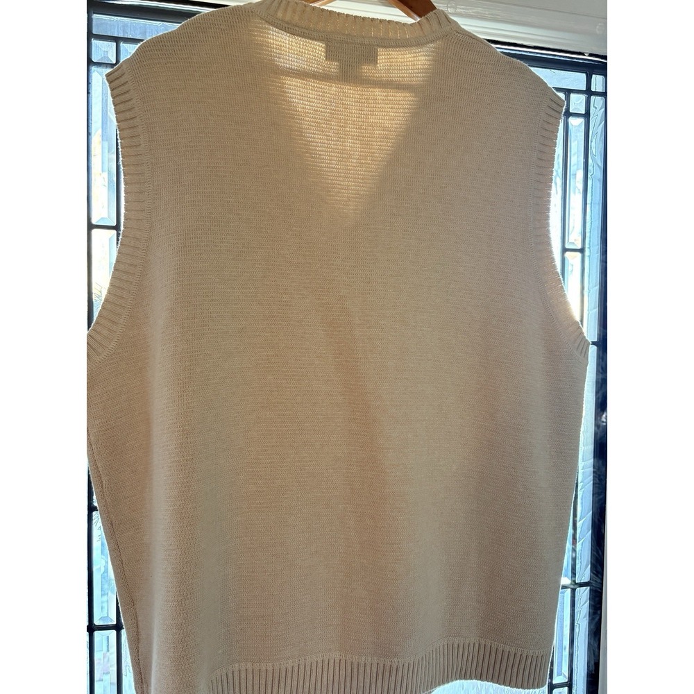 Eddie Bauer Vintage Knit V-Neck Button Front Sweater Vest Beige Sz XL Heritage - Picture 7 of 8